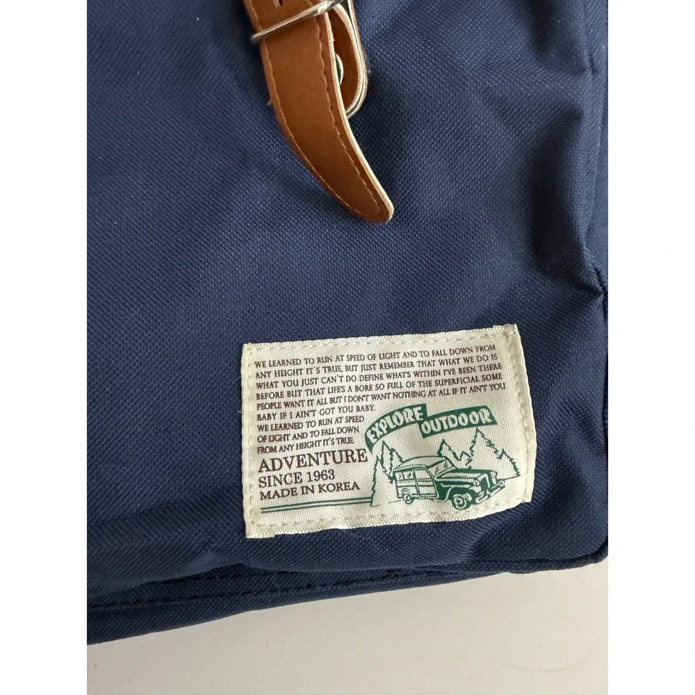 Explore Outdoor Adventure Navy Blue Canvas Backpack Vintage Style Rucksack Korea